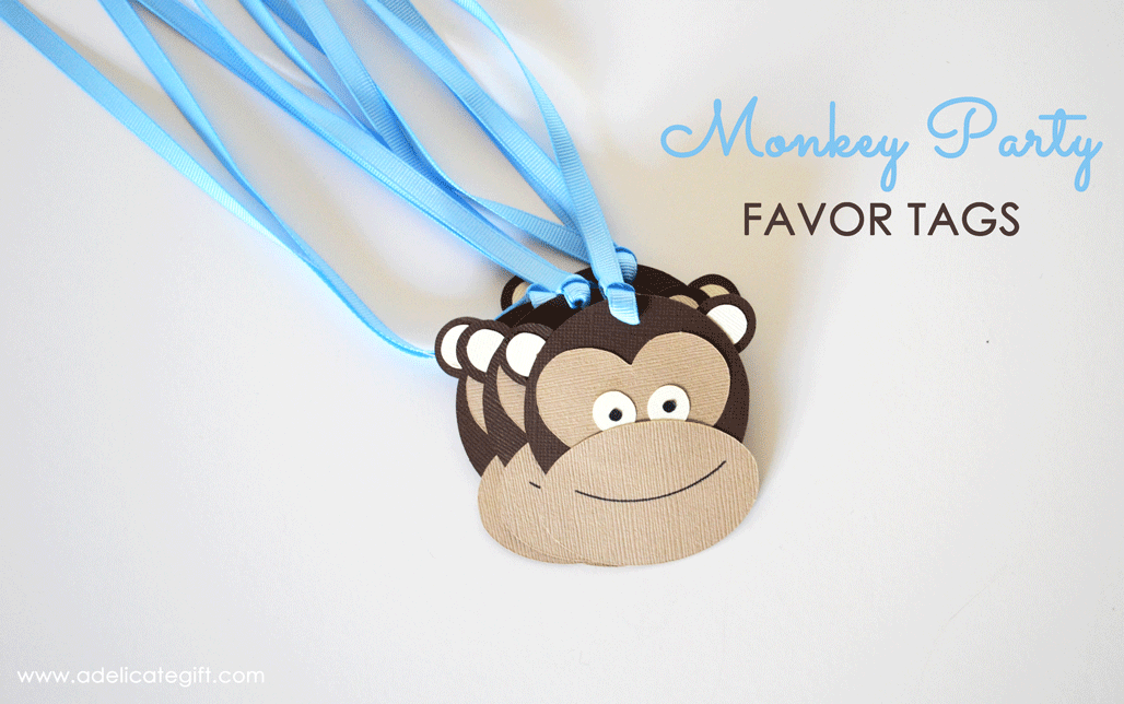 Monkey Theme Birthday Party Diecut monkey tags